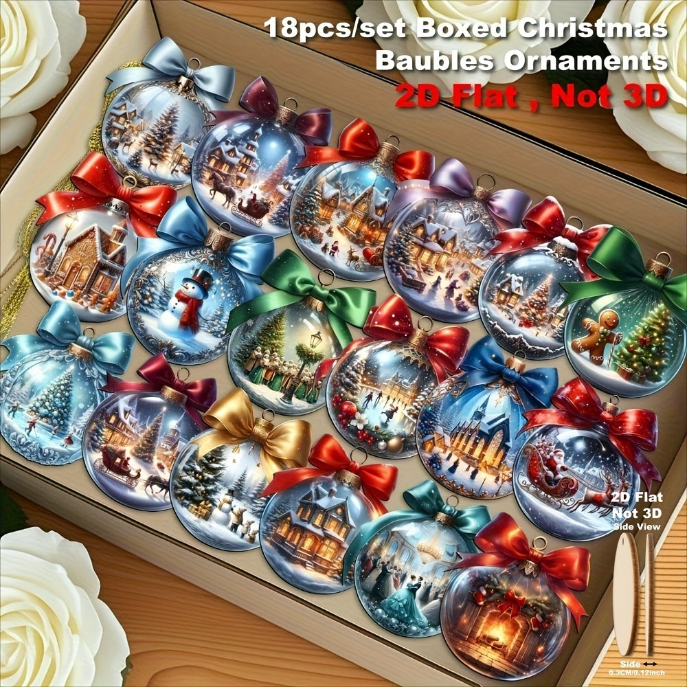 18pcs Festive Christmas Baubles for Elegant Holiday Decor