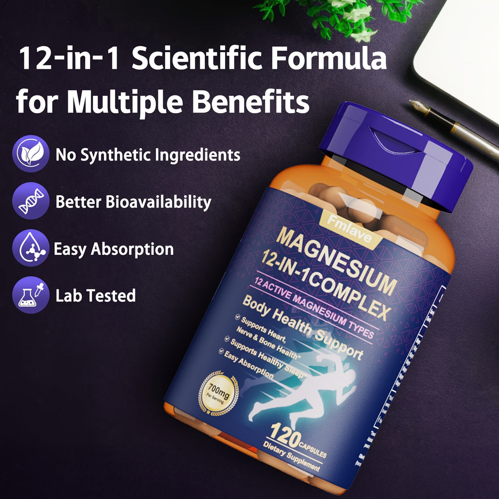 Fmlave 12in1 Magnesium Glycinate Supplement  700mg Calm  Sleep Support