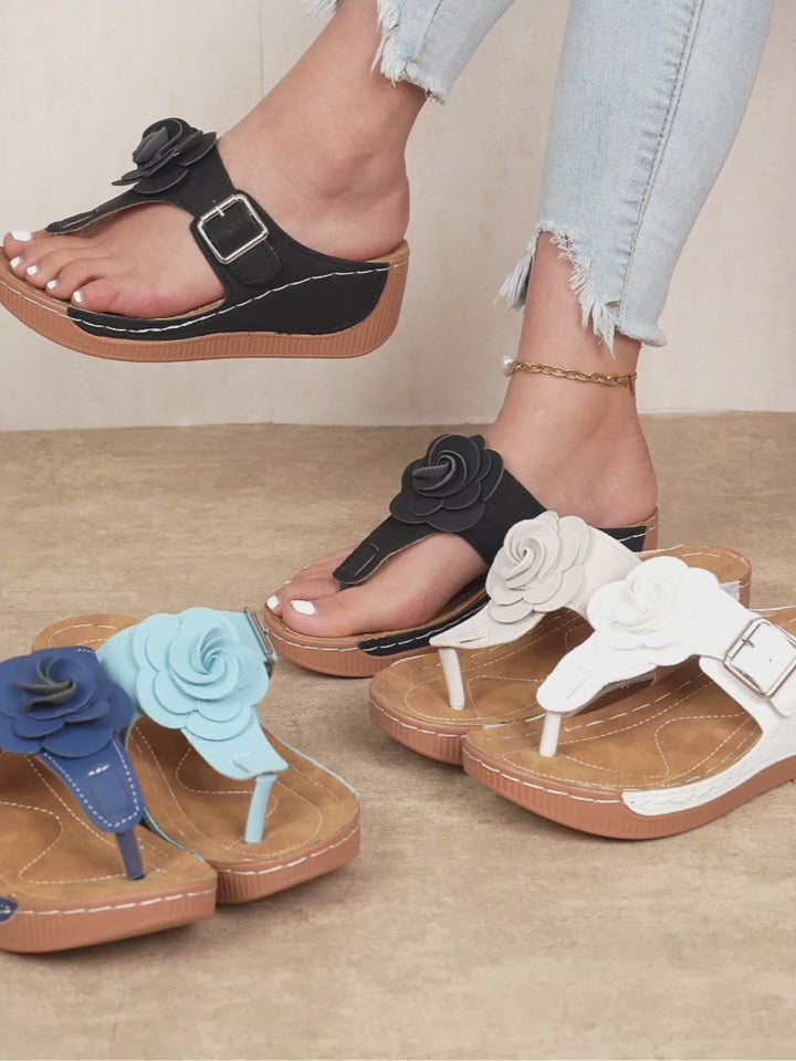 Chic Floral Platform Wedge FlipFlops for Summer Style