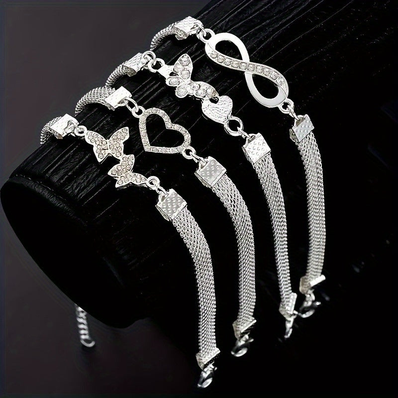 4pcs Creative Vintage Figure 8 Bracelet Stackable WomenS Anklet Fashion Open Bracelet Suitable For Daily Wear Jewelry Gifts