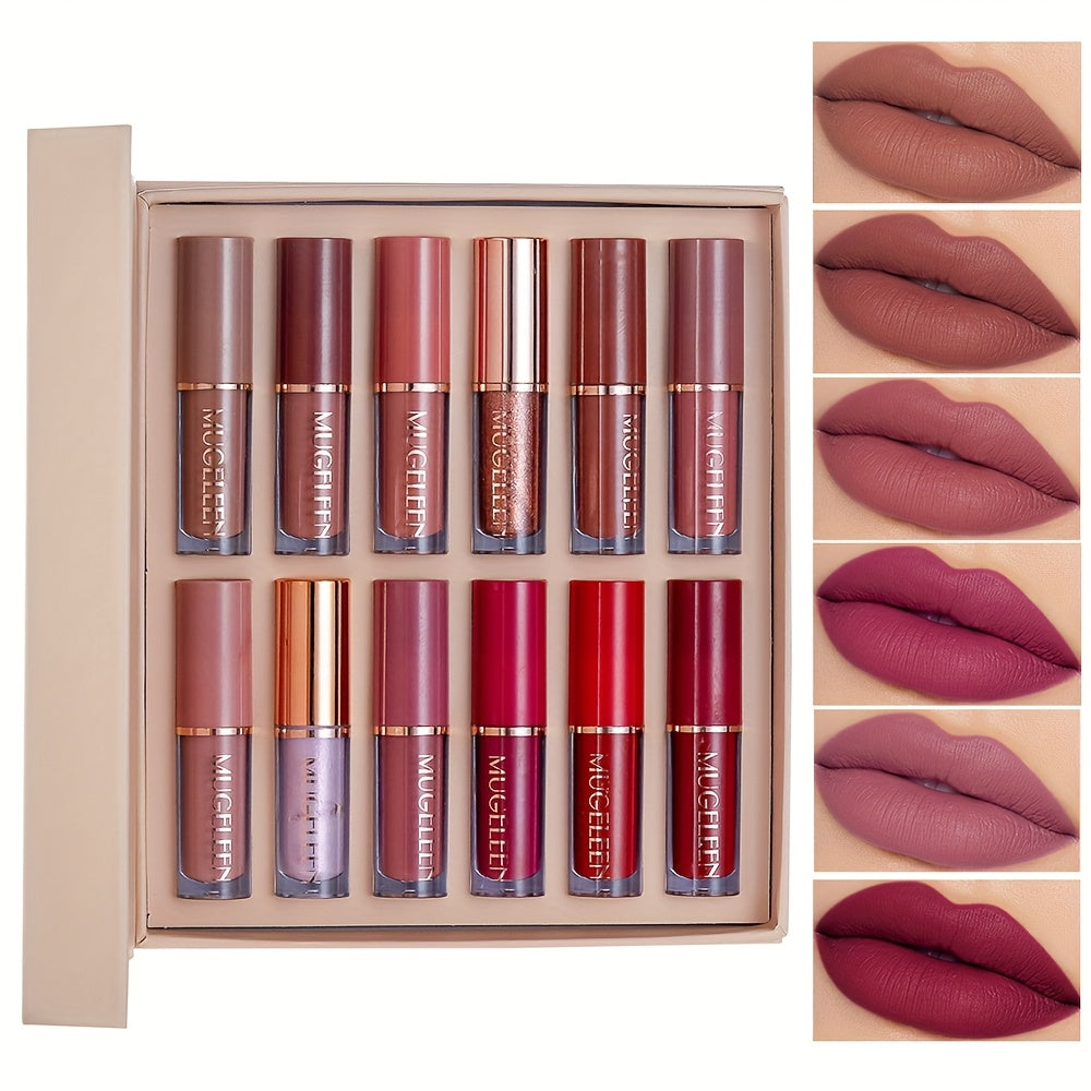 12 piece lip gloss set matte lip gloss set matte non stick cup non fading lip gloss set Mothers Day gift