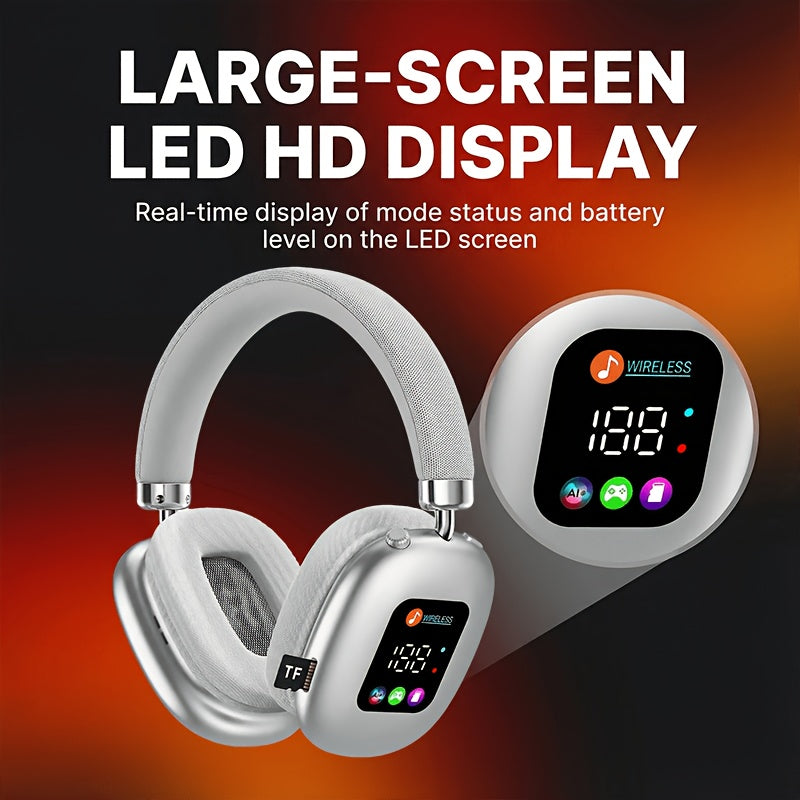 Foldable BT Headphones Travel Case with Mic Display