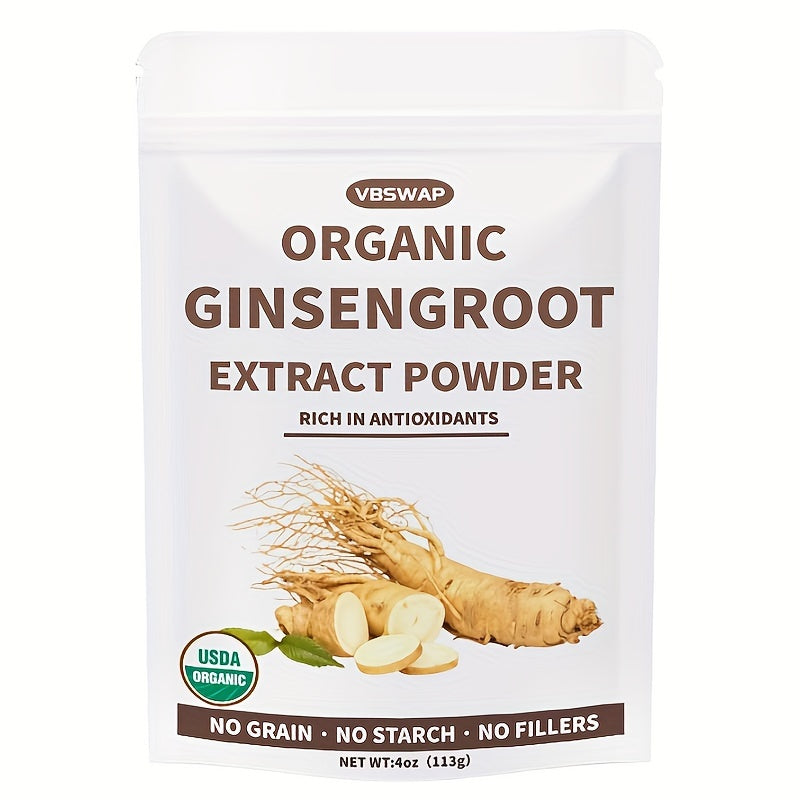 VBSWAP Organic Ginseng Root Extract Powder  4oz  High Quality Antioxidant Rich Concentrate for Coffee  Tea