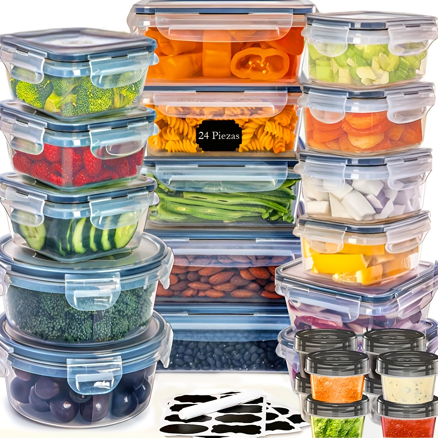 TAUFIKT 48Piece Food Storage Container Set with Easy Snap Lids  BPA Free Kitchen Organizer