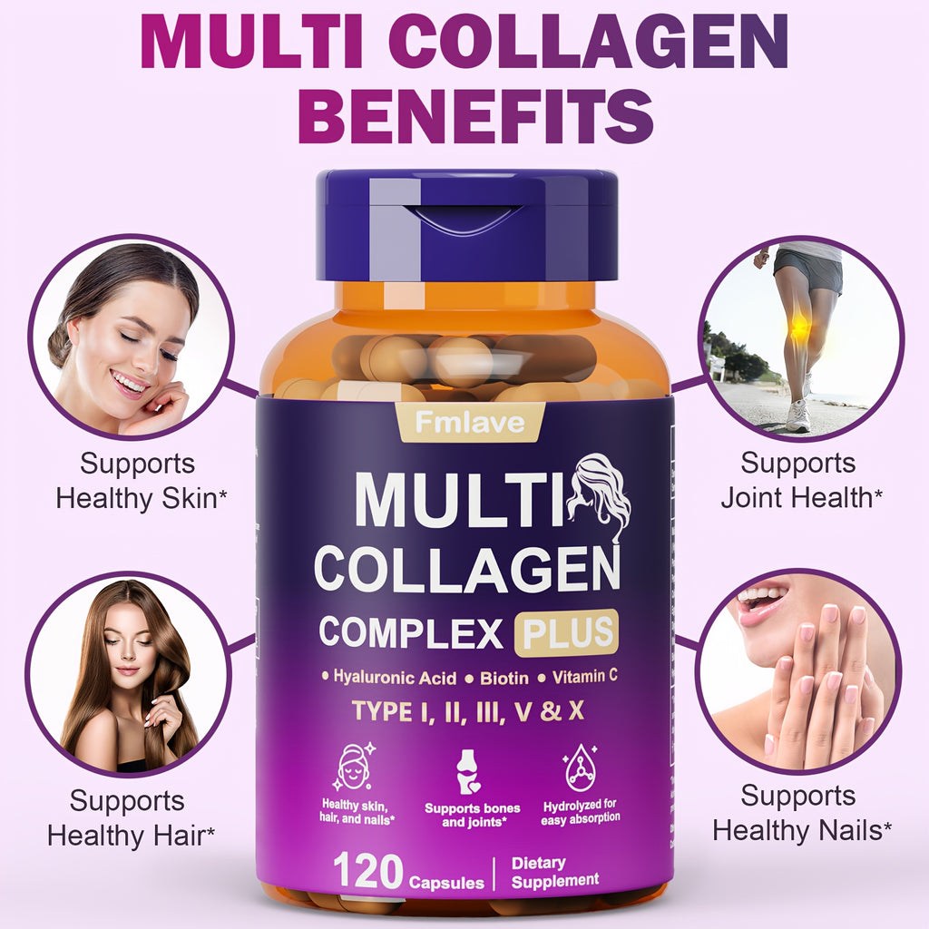120 Capsules Multi Collagen Complex with Biotin Vitamin C  Hyaluronic Acid  GlutenFree