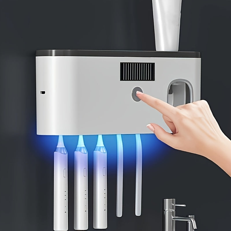 2Size Options 1 Smart Toothbrush Holder with Automatic Toothpaste Dispenser  WallMounted 5Slot Storage Durable Plastic USB Rechargeable Battery Modern Bathroom Organizer  Home Decor  Stylish Toothbrush Rack for Bathroom Organization