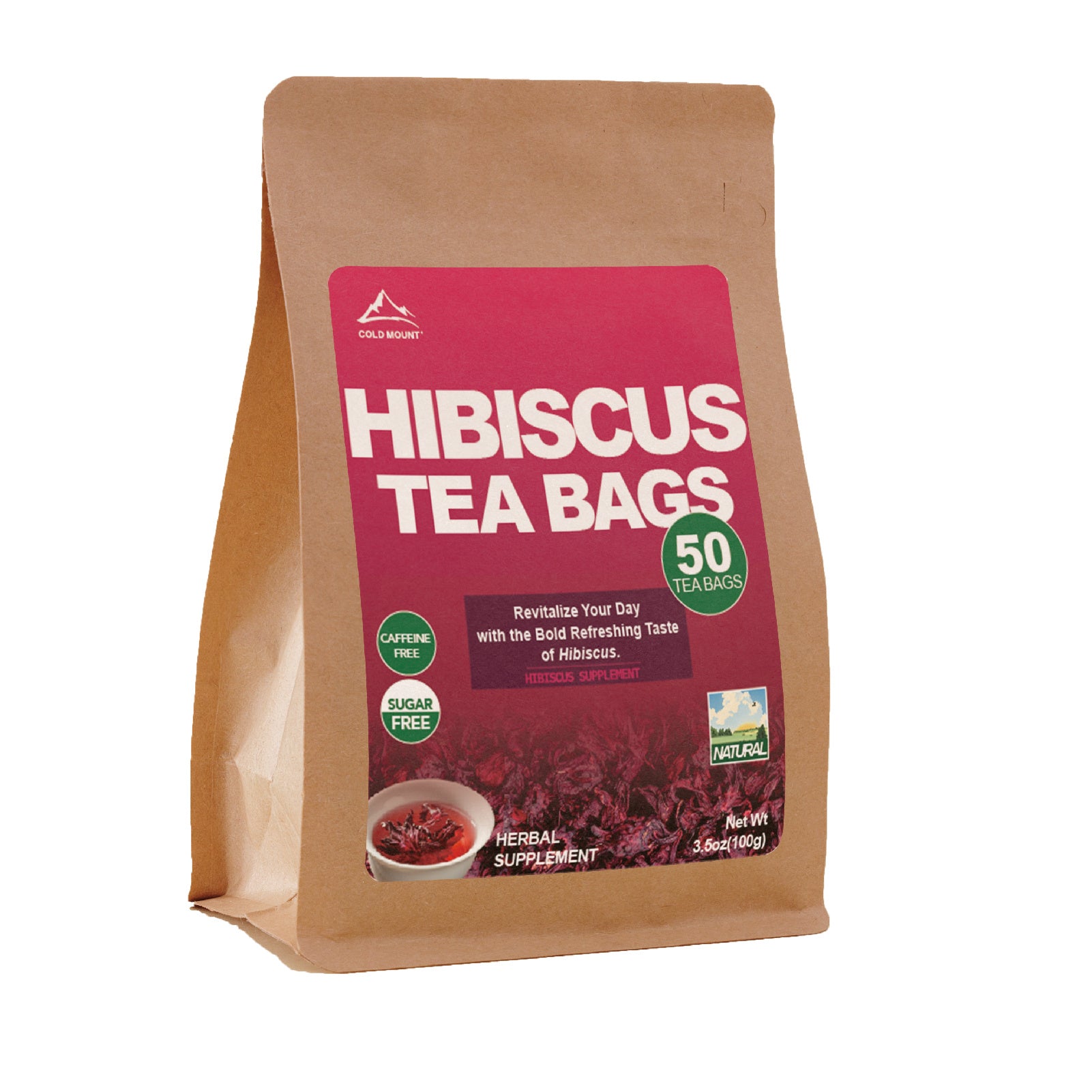 50 Hibiscus Flower Tea Bags Natural Herbal Tea Rich in Antioxidants