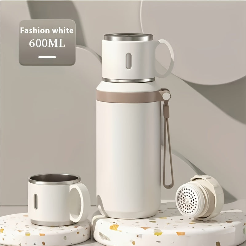 1pc 316 Stainless Steel Insulated Water Bottle with Cord Portable Outdoor Car Bottle with Multifunctional Car Coffee Mug Lid for Camping Cycling Office And Home  Four Seasons Drinking Hiking Fitness Outdoor Drinks Perfect Birthday Gift