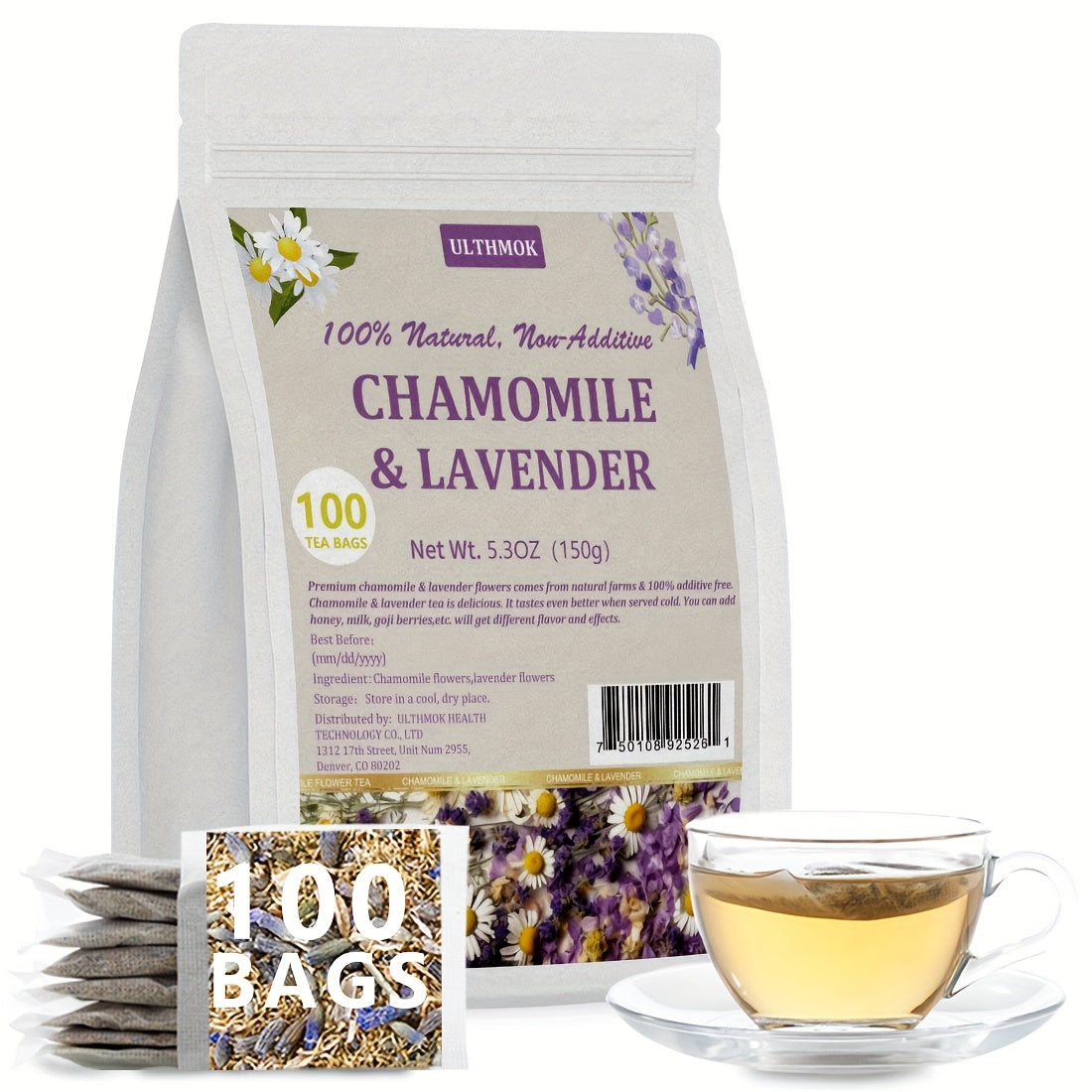 100 Bags Chamomile Lavender Tea  CaffeineFree Relaxation Blend