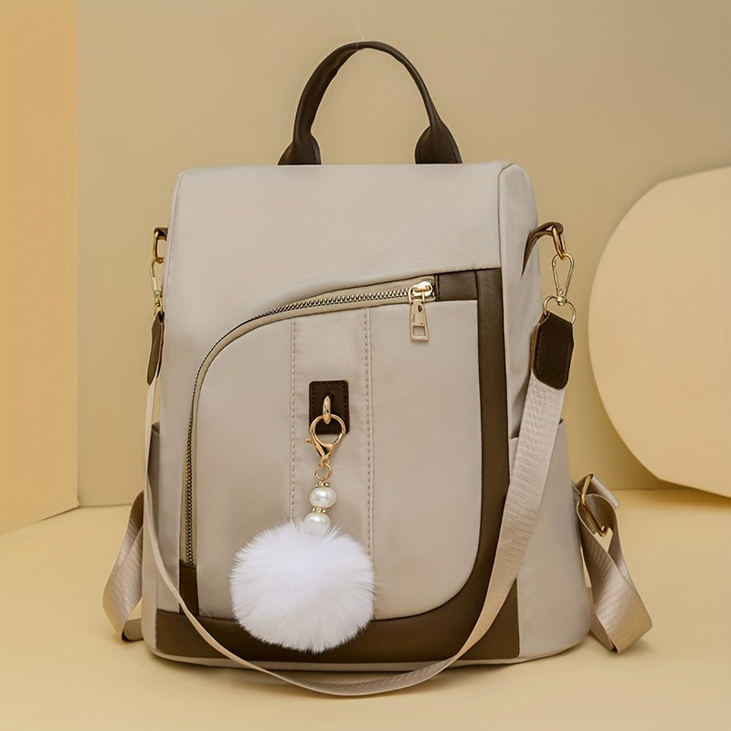 Chic Commuter Backpack Versatile Style with Ball Charm