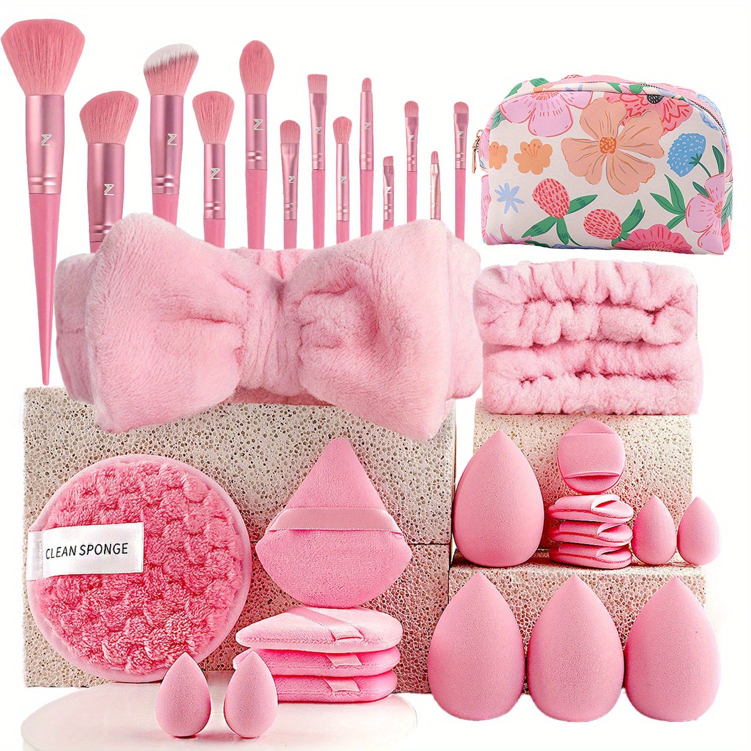 34 33 25pcs Makeup Brush Set with Washbag Soft Brushes Beauty Eggs Puffs and More for All Your Beauty Needs