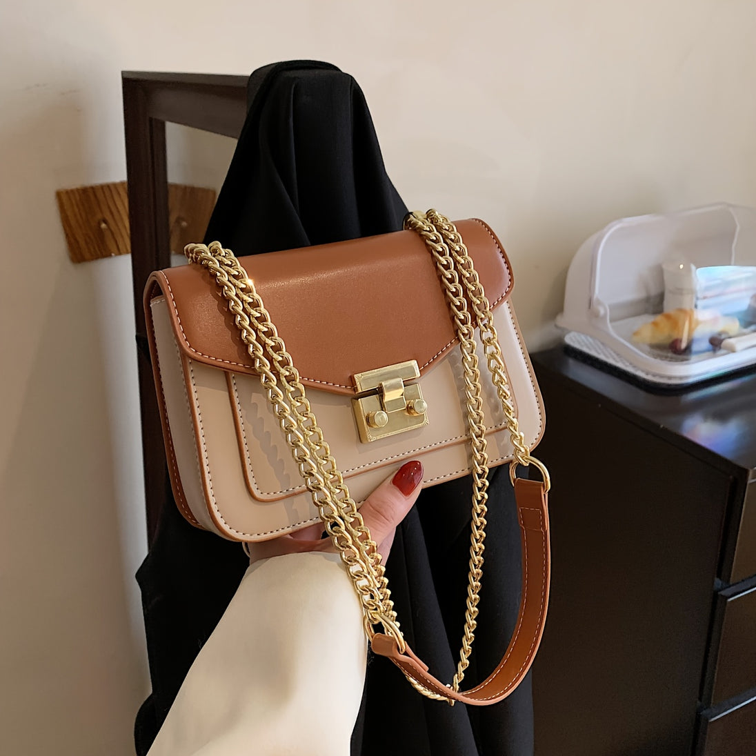 Chic Push Lock Mini Square Bag Shoulder Clutch Travel Essential