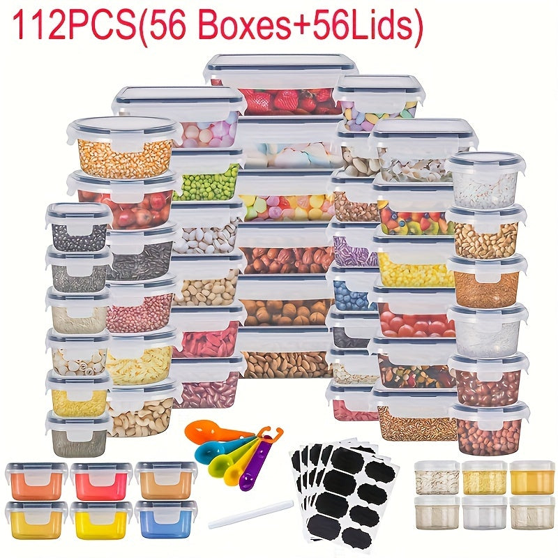 112Piece Food Storage Container Set  Airtight PP Plastic Dishwasher  Microwave 