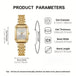 5pcs Womens Elegant Square Watch  Jewelry Set  White Dial Quartz Analog Watch with Matching Necklace Earrings Ring  Alloy Case  Analog Clock for Wedding Gift ChristmasHalloween Present  Complete Accessory