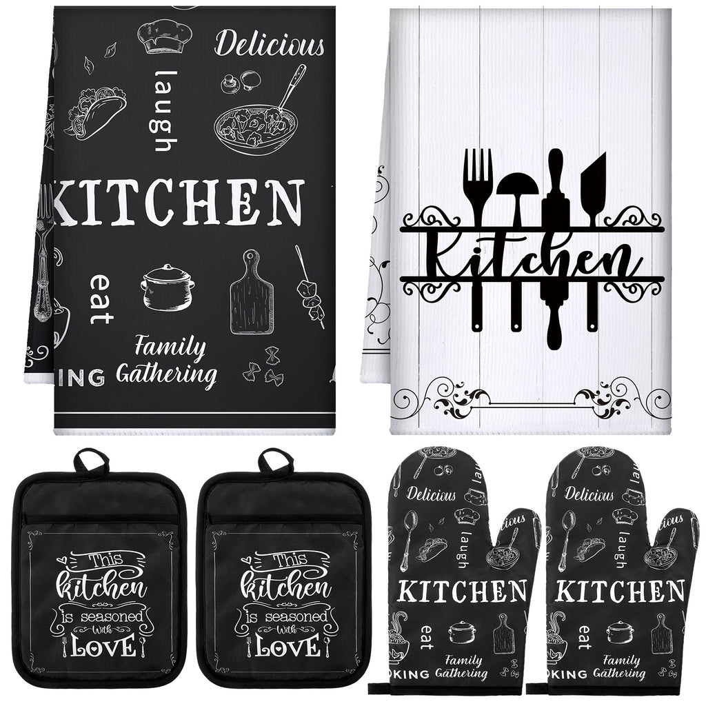 Farmhouse Oven Mitt  Towel Sets Stylish Kitchen Essentials
