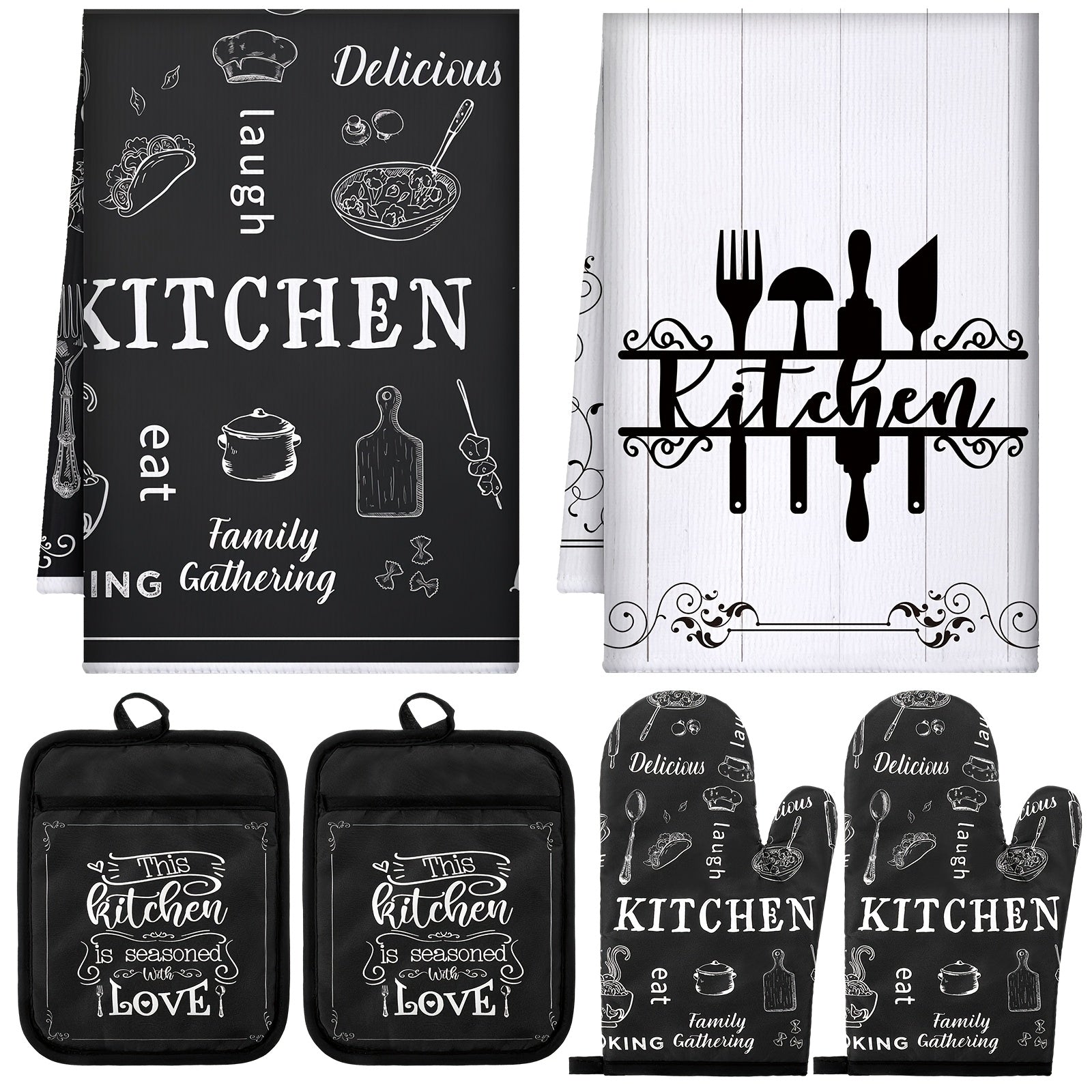 Farmhouse Oven Mitt  Towel Sets Stylish Kitchen Essentials